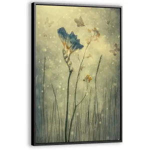 Blauwe bloem met vlinders