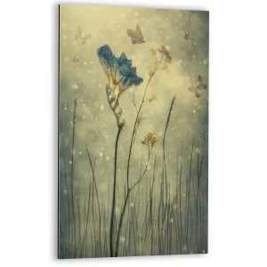 Blauwe bloem met vlinders