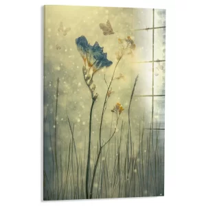 Blauwe bloem met vlinders