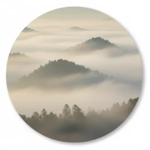 Mistige bergtoppen in ochtendlicht