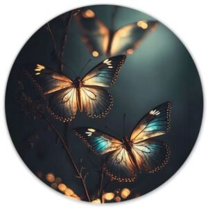 Blauwe vlinders met gouden gloed