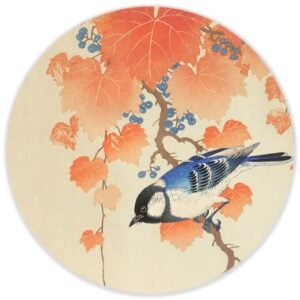 Japanse mus tussen herfstbladeren