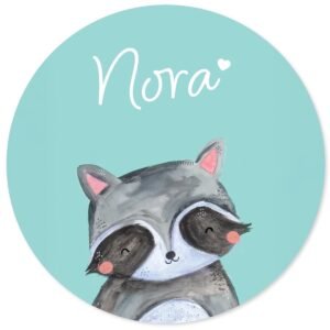 Lief wasbeertje, gepersonaliseerde muurcirkel voor de kinderkamer
